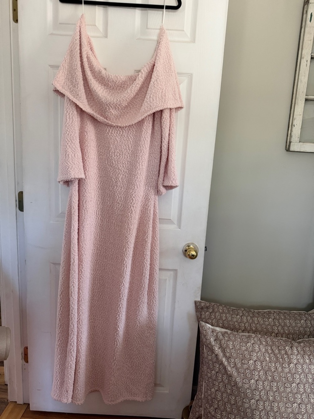 Off-Shoulder Blush Pink Maxi Dress